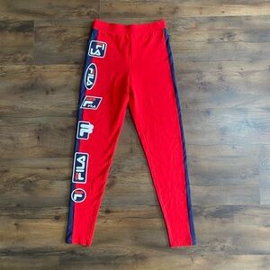 NWOT FILA Tamu Red Logo Leggings Size S (Small)